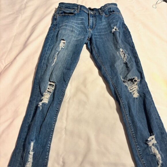 Express Super Skinny Stretch Mid-rise Distressed Jeans - Size 10R - Picture 2 of 10